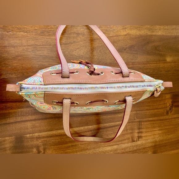 Vintage Dooney & Bourke Rainbow Zipper Scribble Shoulder Bag Wristlet Set Y2K - Picture 9 of 16